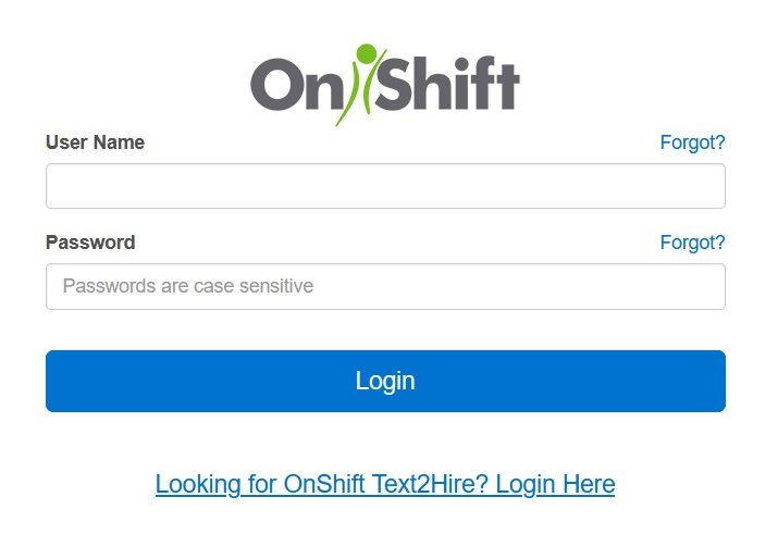 OnShift login page