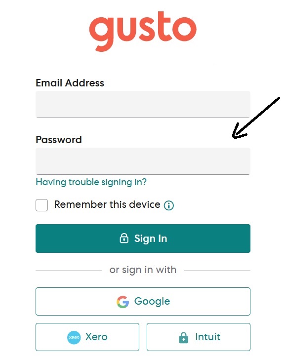 Gusto password field