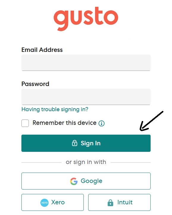 Gusto sign in button